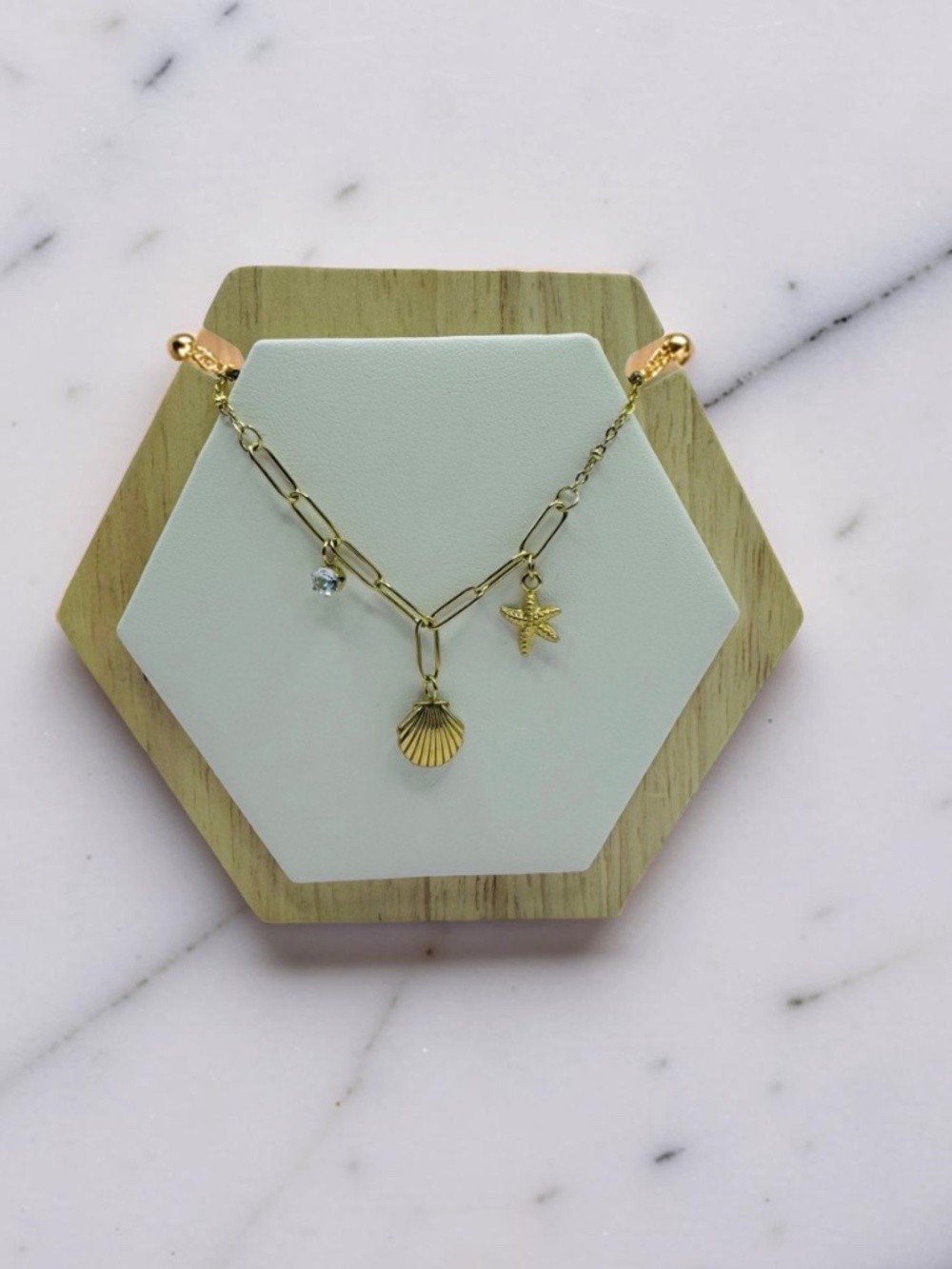 Stainless Steel Golden Starfish & Shell Necklace - Picture 3 of 3
